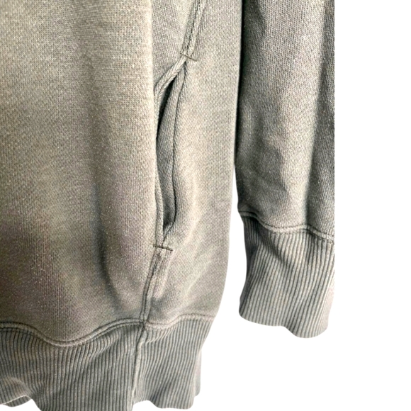 AERIE Relaxed Fit Cowl Neck Soft Sweatshirt Green/Gray Pockets Ribbed Hem Sz SM - Picture 7 of 15